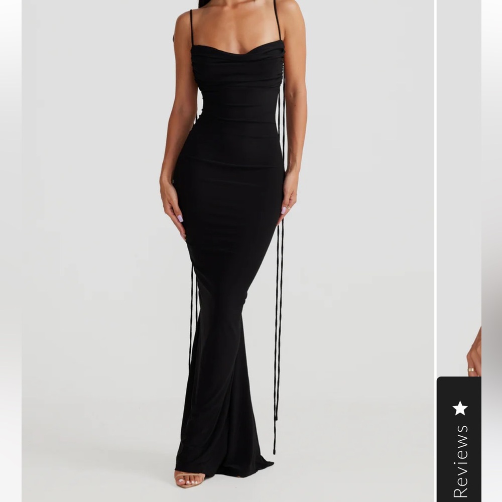 Ruched Backless Long Tie Mélani the Label Maxi Dress NWT